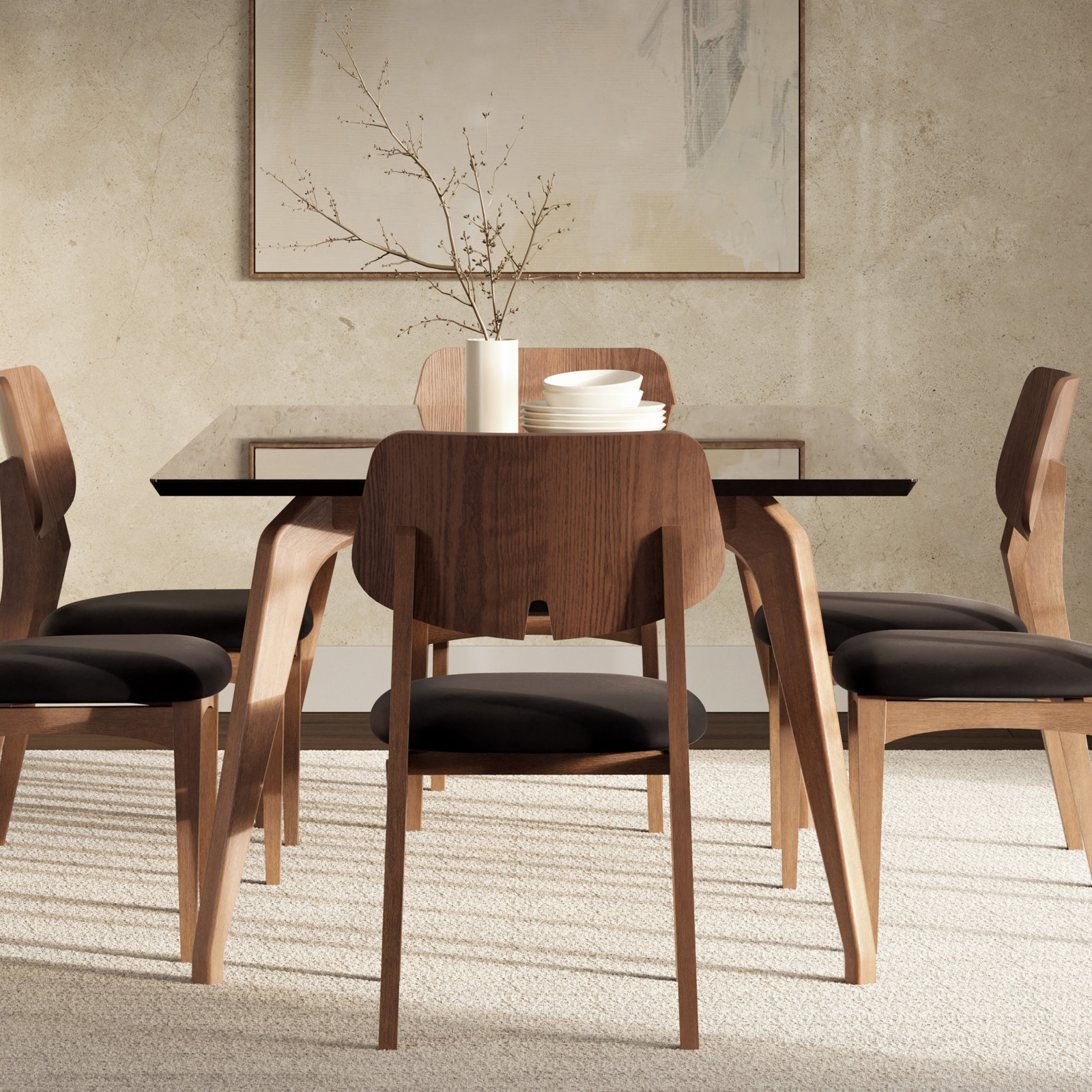 Ena Dining Table, Black, 29.5" H x 70.75" L x 39.25" W
