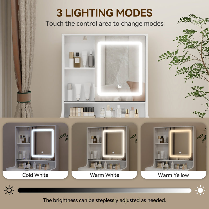 Vanity Desk Set With Square Mirror And Light, Small Vanity Table With Drawers