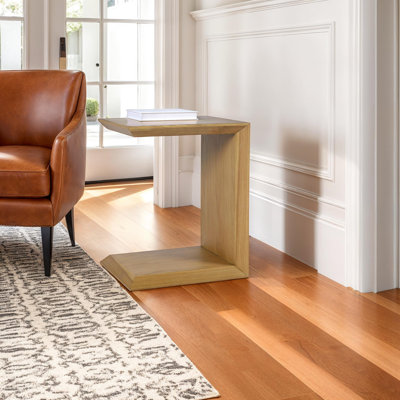 Fabricio Modern Beveled Angle Wood Accent End C-Table - Walnut