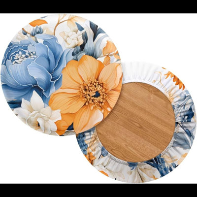 Stool Covers Round Stool Cushion Covers Set Of 2 Pack Vintage Flower Chair Covers Barstool Covers Slipcovers Replacement For Kitchen Living Room Décor
