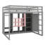 Structure de lit mezzanine moderne en bois massif avec échelle, tablettes et garde-robe-102058046