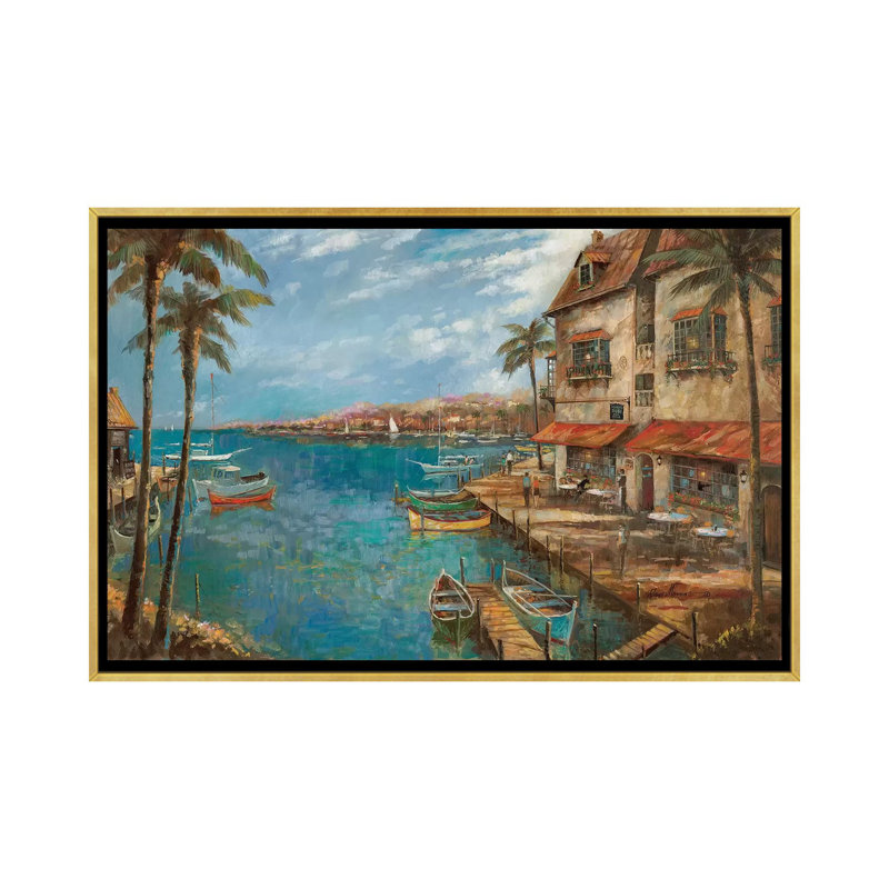 «My Favorite pub» par Ruane Manning - reproduction d'art, Aucun mat, H 32 po x l 48 po x P 1,5 po, Gold Framed