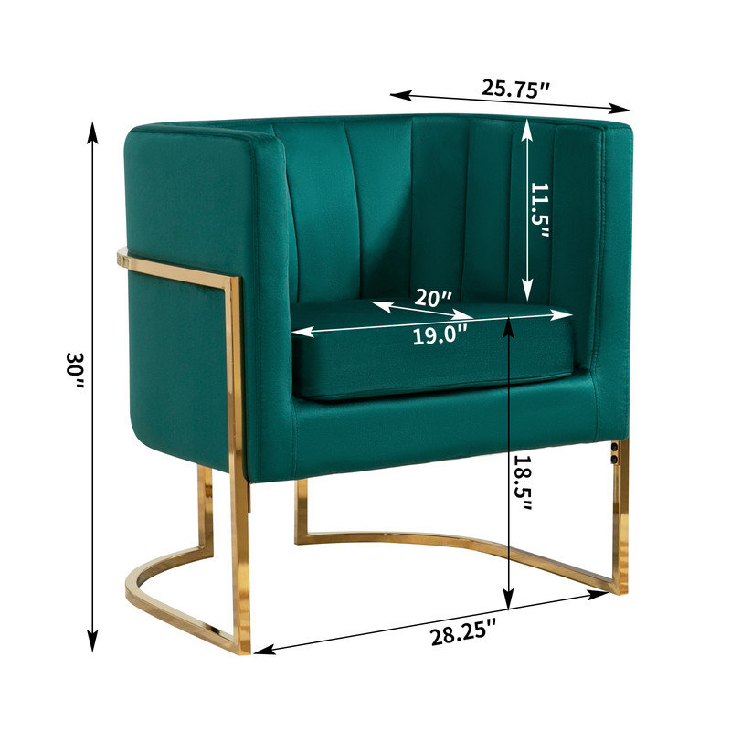 Zianah Velvet Barrel Chair, Green Velvet