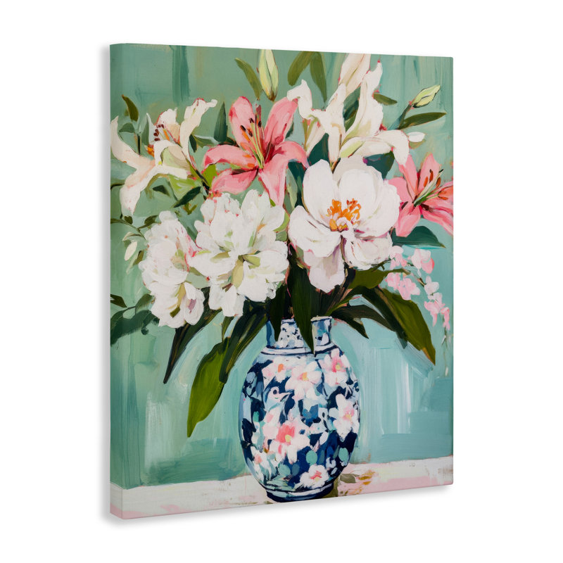 Fleurs de lys dans un vase chinois, design par Petal Prints Design, H 20 po x l 16 po