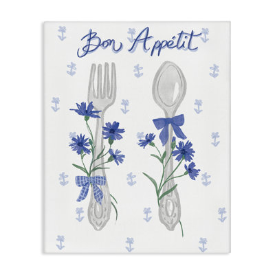 Bon Appetit Floral Silverware Canvas Wall Art by Ilis Avilés