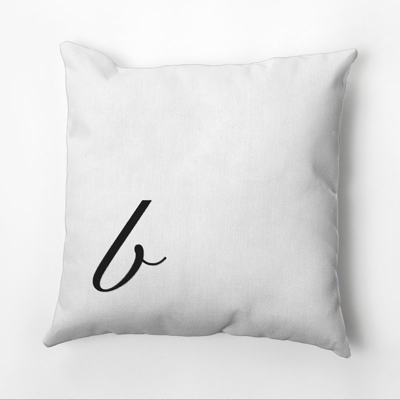 Monogram Design Collection Reversible Throw Pillow, 16"x16", Black, B