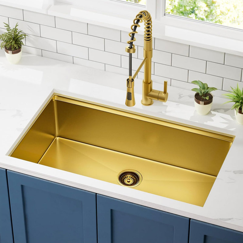 32 Gold Undermount Workstation Kitchen Sink-32 X 19 Inch 16 Gauge Stainless Steel Undermount Kitchen Sink Handmade R10 Radius 10 Inch Deep Undermount Single Bowl Sink With Custom Accessories