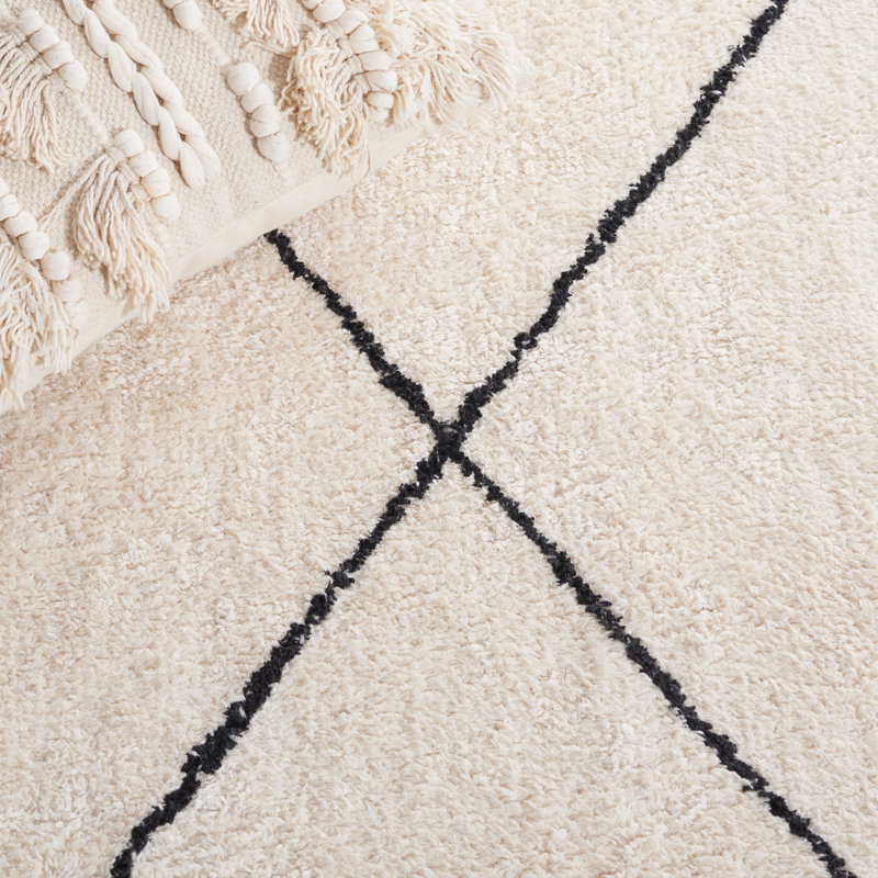 Tapis ivoire / noir Easy Care 210, Carré 8 pi