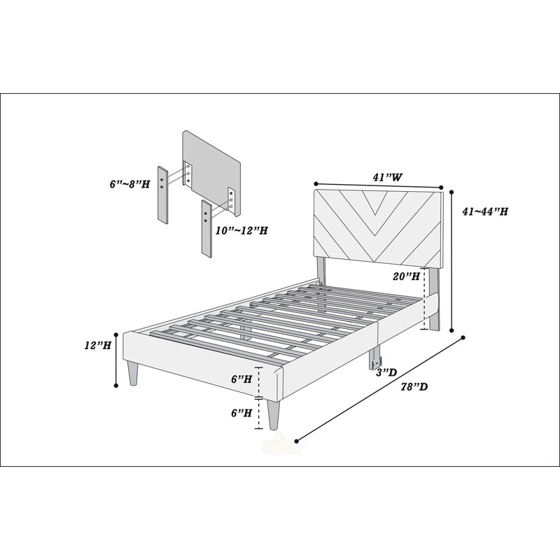 Twin Bed, Gray