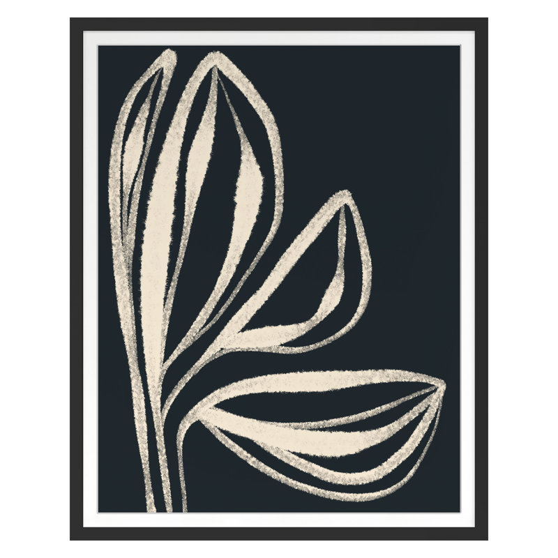 Navy Botanical 3, 20" H x 16" W, Black