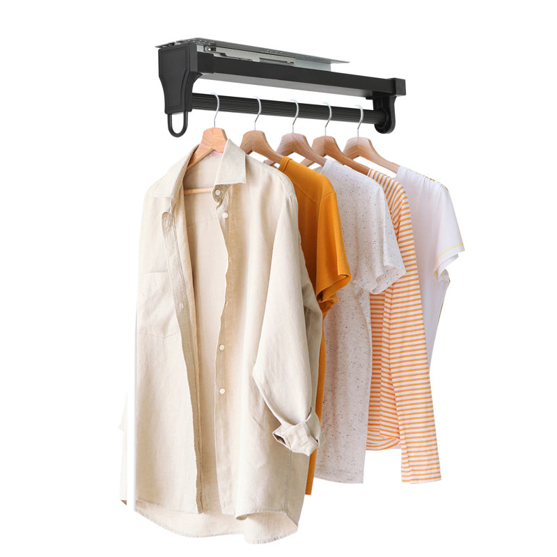 Albreda Adjustable Pull Down Closet Rod, Black