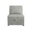 Fauteuil convertible avec lit gigogne en velours côtelé gris, couleur fumée.