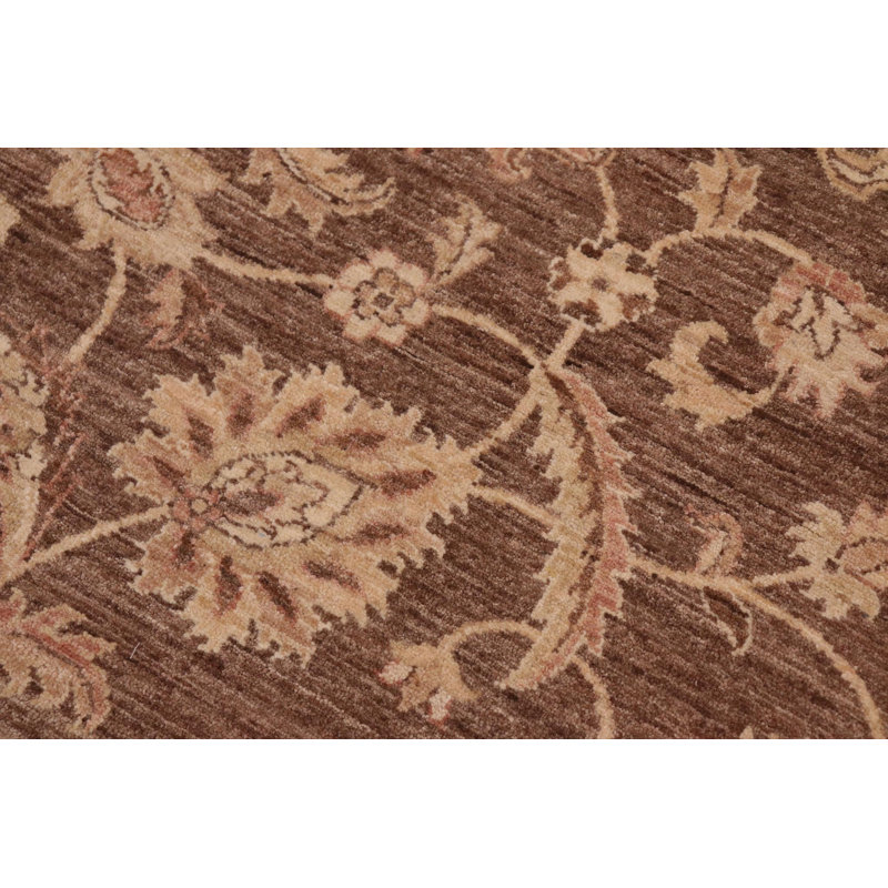 Tapis brun / beige en laine noué à la main de style oriental rectangulaire 8 pi x 9 pi 9 po Baccio