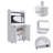 Kitchen Cart 49" H, Two Door Cabinet, One Open Shelf, Two Interior Shelves, White