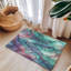 Tapis tressé bleu sarcelle et mauve scintillant-106464400