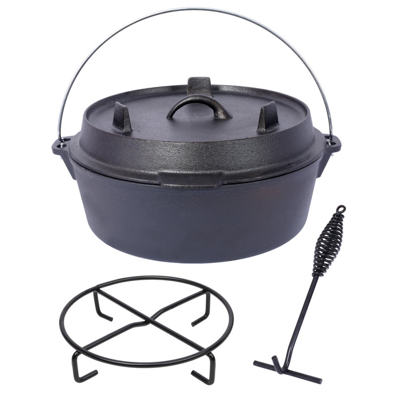 Cocotte en fonte pré-assaisonnée avec couvercle, 4,5 pintes
