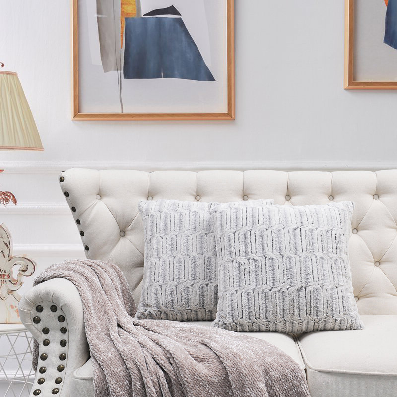 Housses de coussin en fausse fourrure, 20 po x 20 po, ANGELA
