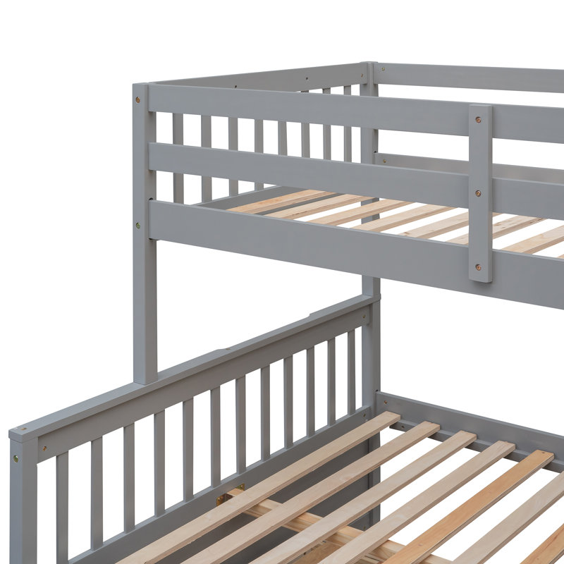 Gandee Kids Twin Over Full Bunk Bed with Trundle with Drawers, Gray
