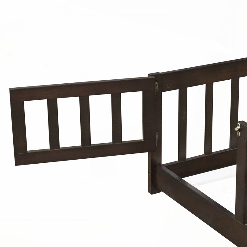 Lit en bois avec clôture, Espresso