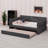 Platform Bed With Upholstered Design And Trundle Bed-1477757379