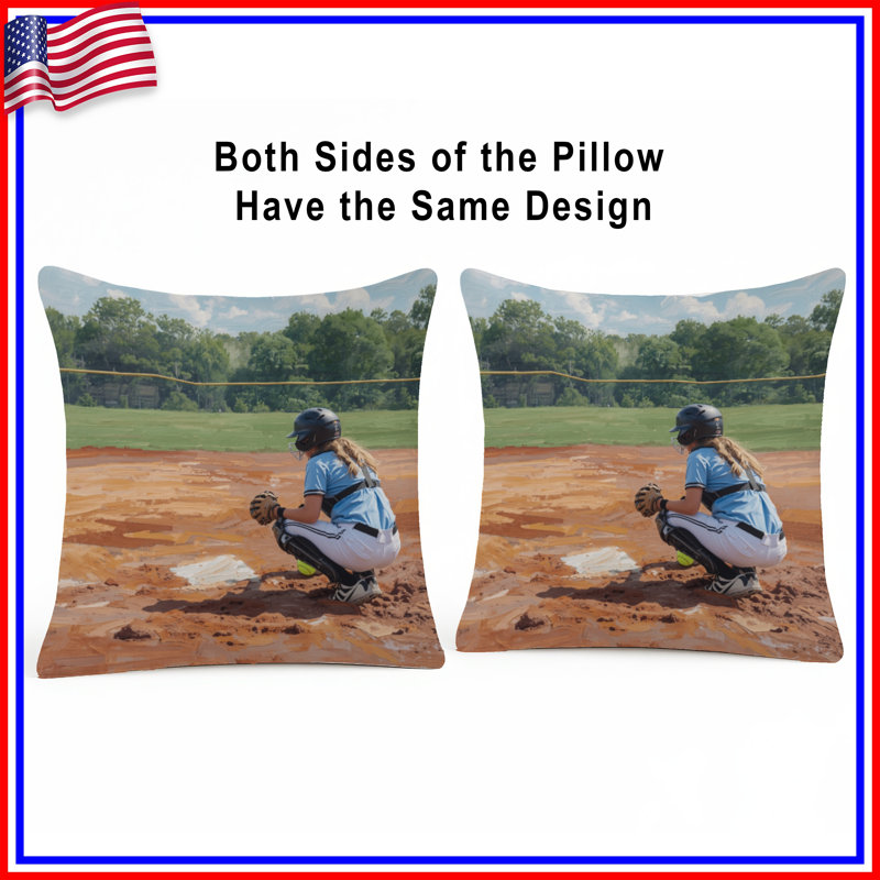 Coussins décoratifs Softball Catcher, 16 po x 16 po