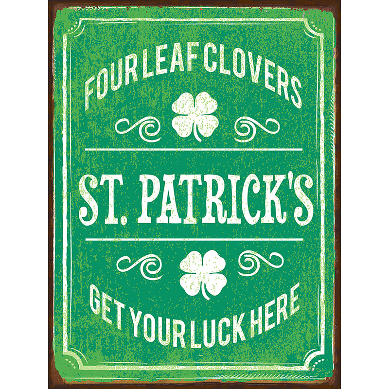 Enseigne en métal quatre feuilles de trèfles de la Saint-Patrick, H 23,2 po x l 17,2 po x P 0,04 po