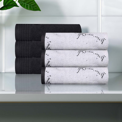Kreager 500 GSM 100% Cotton Quick-Drying Marble Solid 6 Piece Hand Towels