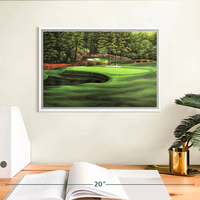 Augusta National 11th Hole I, Cadre flottant blanc, 13 po x 9 po