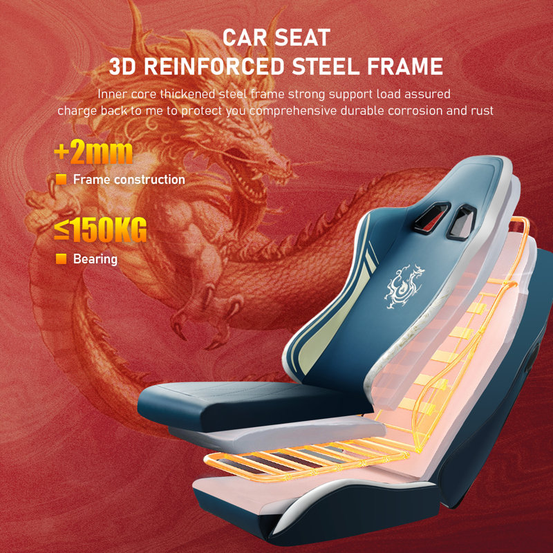 GTPLAYER Adjustable Reclining Ergonomic Faux Leather Swiveling PC & Racing Game Chair with Built-in Speakers and Footrest