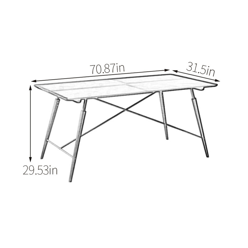 Table de salle à manger en bois massif, H 29,53 po x L 70,87 po x l 31,5 po