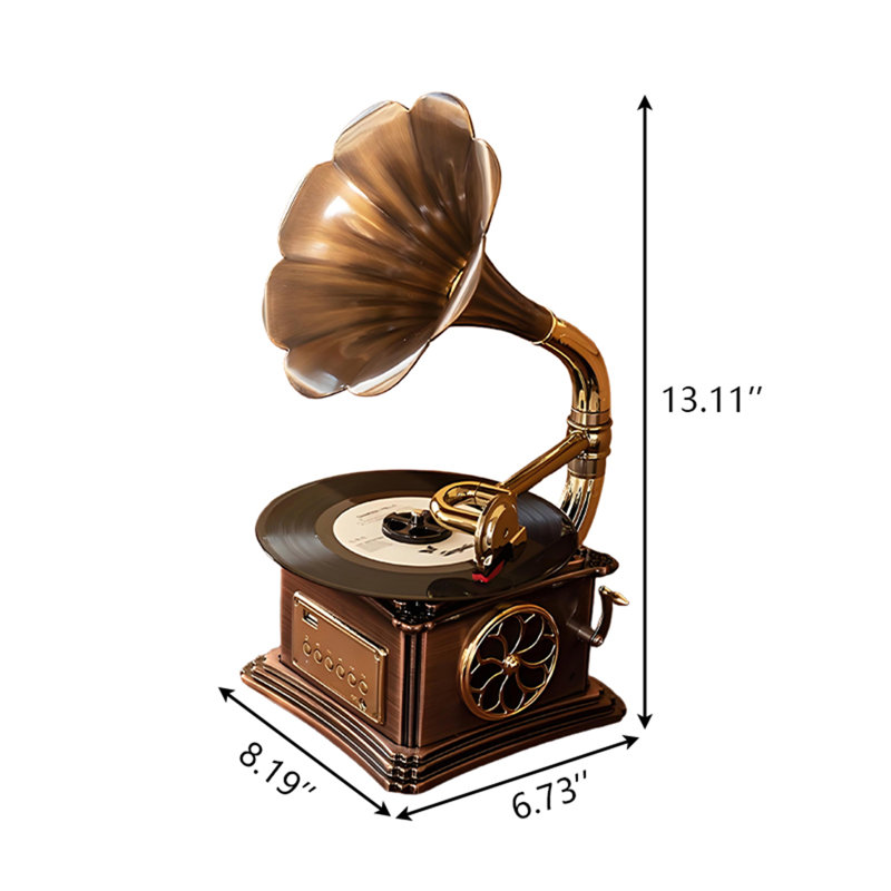 Gramophone rétro or avec connectivité Bluetooth