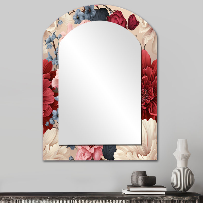 Motif botanique de pivoines rose foncé Renaissance, 34 po x 25 po