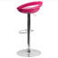 Contemporary Plastic Adjustable Height Barstool with Rounded Cutout Back and Chrome Base-1068235171