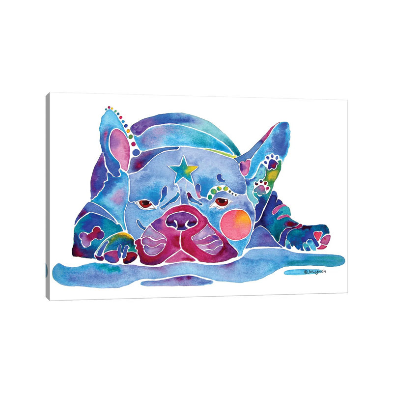 French Bulldog Blue by Jo Lynch - Wrapped Canvas Gallery-Wrapped Canvas Giclée, 20.32cm H x 30.48cm W