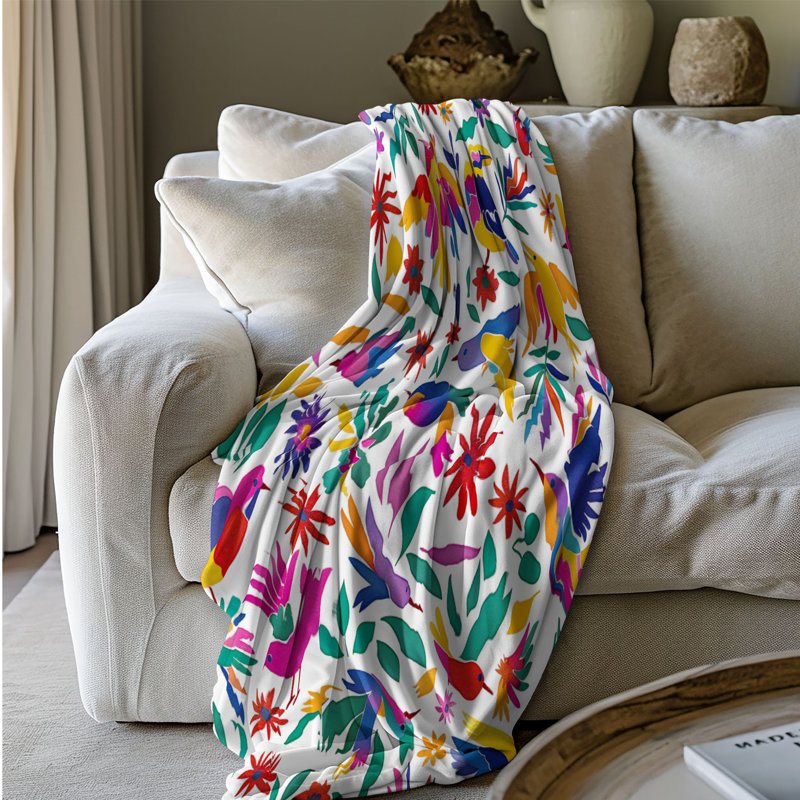 Art traditionnel otomi - couverture de qualité supérieure 1 pièce, Grand lit