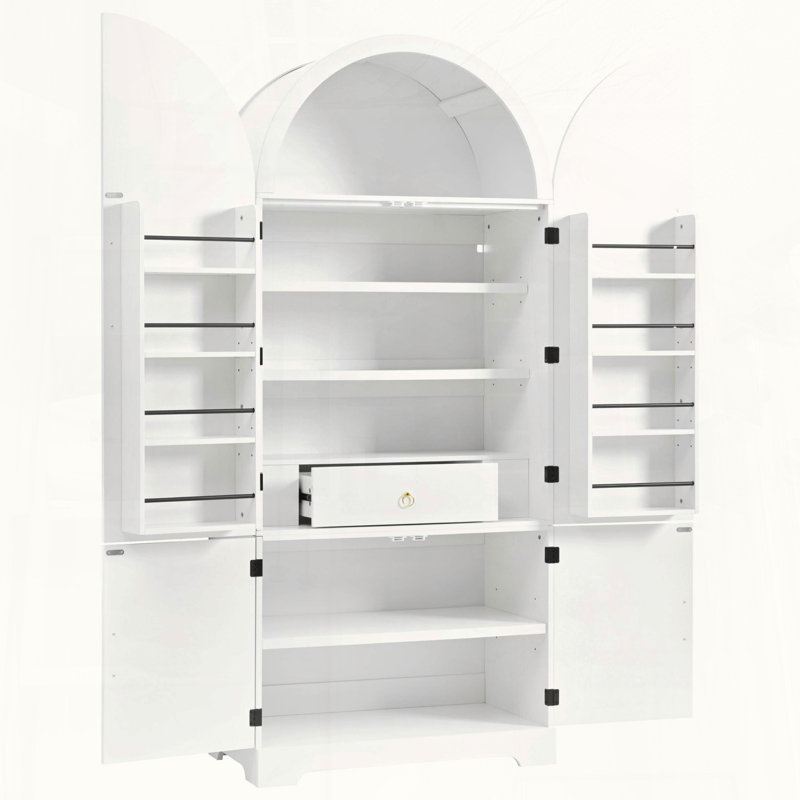 Arched Fluted Kitchen Pantry Cabinet