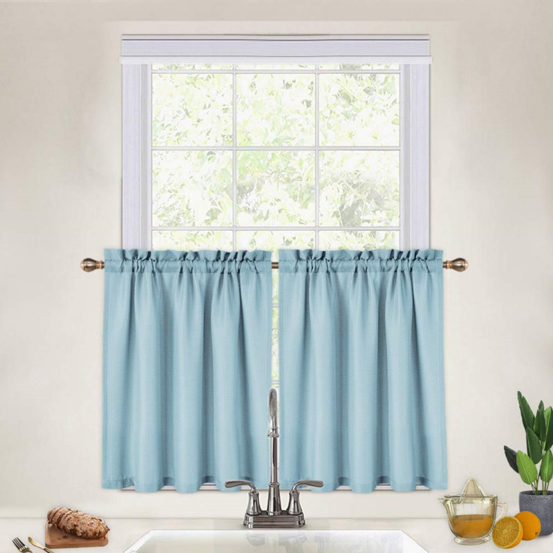 Rideau de café de couleur unie Madelene, L 30 po x L 30 po, Bleu