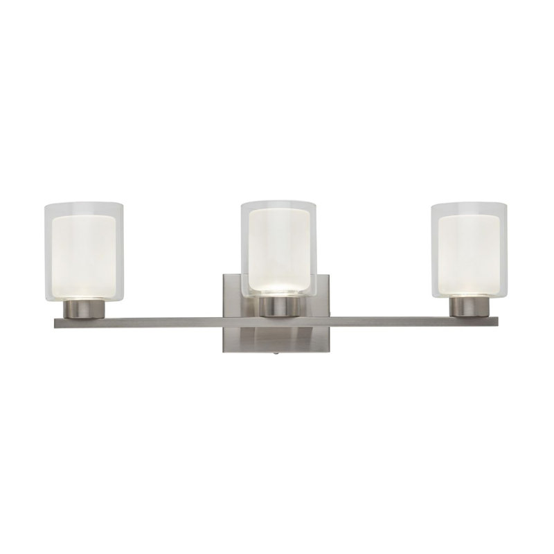 Ensemble de meuble-lavabo 3 lumières Rayes, Nickel brossé