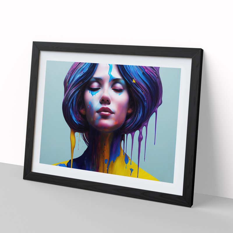 XH1022-10296X Woman Painted Vol.2 Abstract - Single Picture Frame Print, Black Framed, 46cm H x 64cm W x 2cm D
