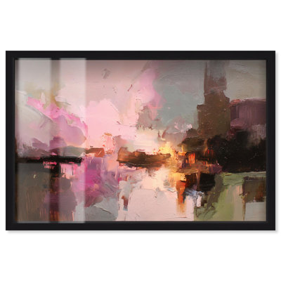 «Creamy Rose Palette III Shadowbox», art mural rose par Art Remedy, cadre noir, 55 x 37