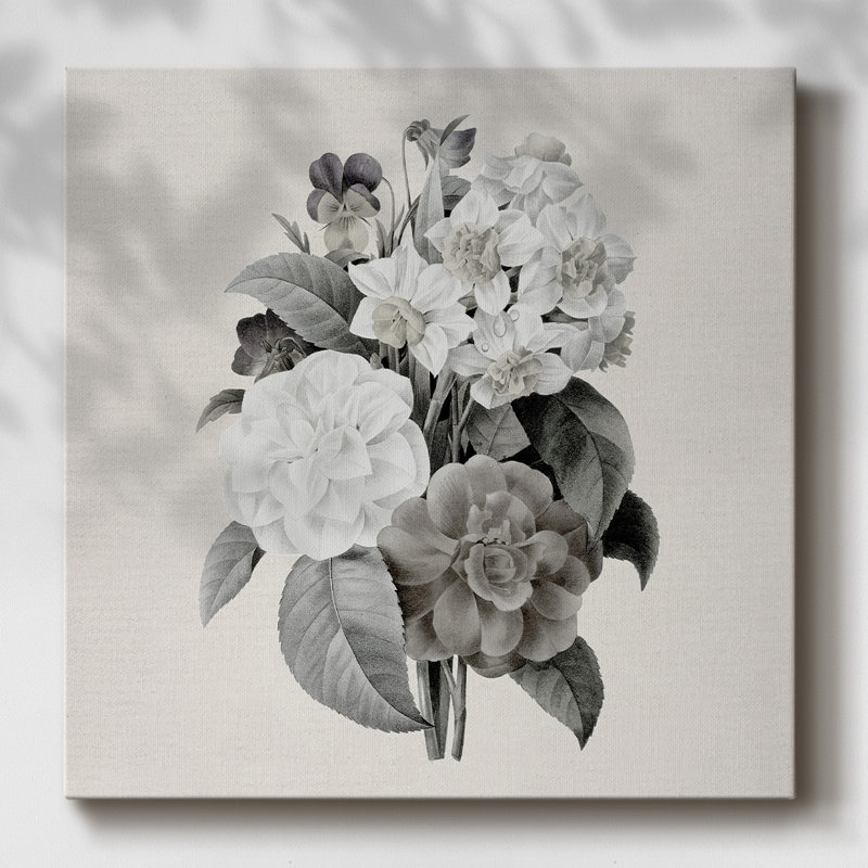 Neutre bouquet sur toile, H 40 po x l 40 po x P 1,5 po