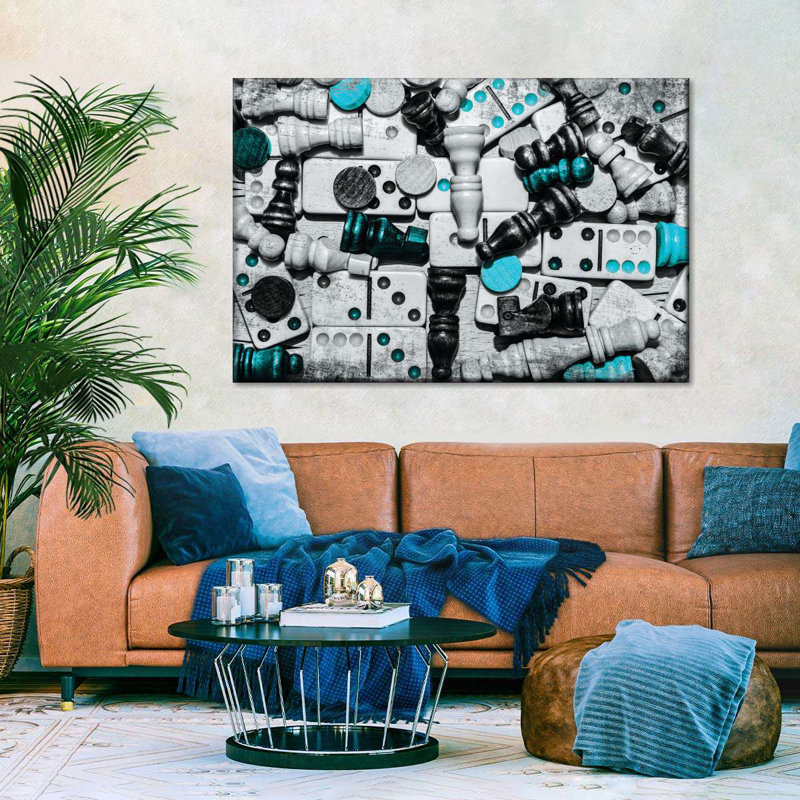 Dominoes and Chess Pop - Reproduction sur toile tendue, H 24 po x l 36 po x P 1,25 po