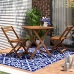 Romney Tioman Outdoor Hardwood 3 Piece Bistro Set in Teak Oil, Natural