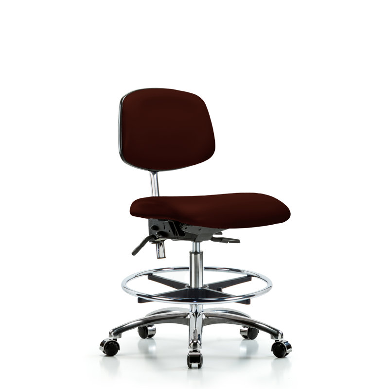 Chaise de dessinateur ergonomique Louise, Bourgogne, Roulettes, Inclus