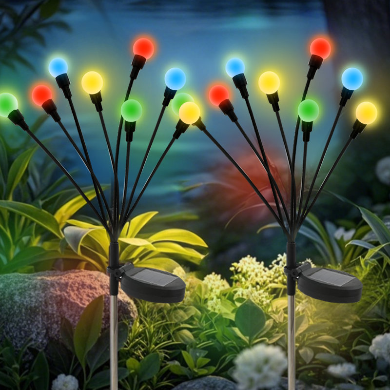 BAOKALER 12 Pack Solar Garden Stake Lights Outdoor Waterproof, 2 Modes Swaying Firefly Lights for Garden Decor, Yard, Patio, Pathway, Party, Christmas Decoration, Multicolor 96 LED