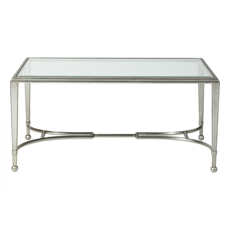 Table basse en métal Sangrevese, Feuille d'argent, H 20 po x L 42 po x l 28 po