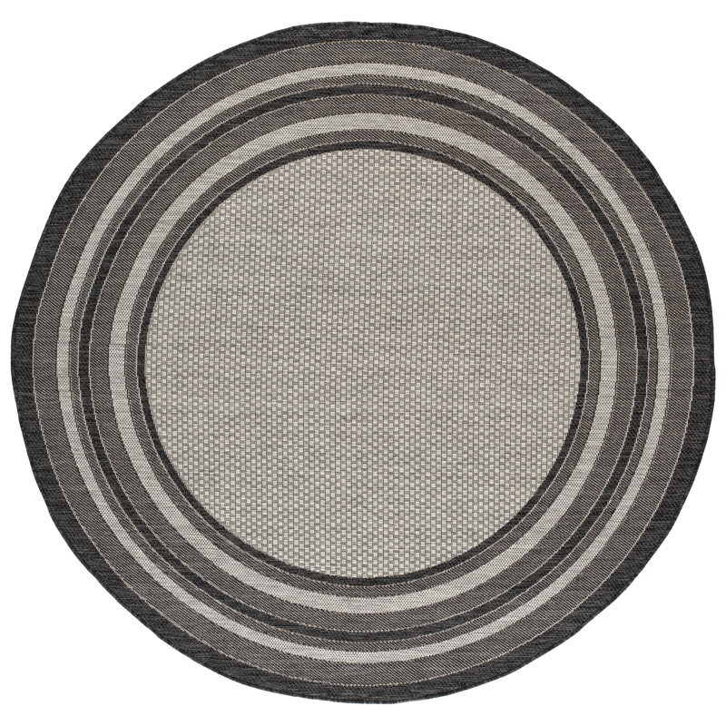 Tapis gris clair / noir Hance, Rond 7 pi 10 po