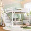 Lit mezzanine double en bois massif pour enfants avec garde-robe intégré et tablettes à côté-1483164909-1483164908