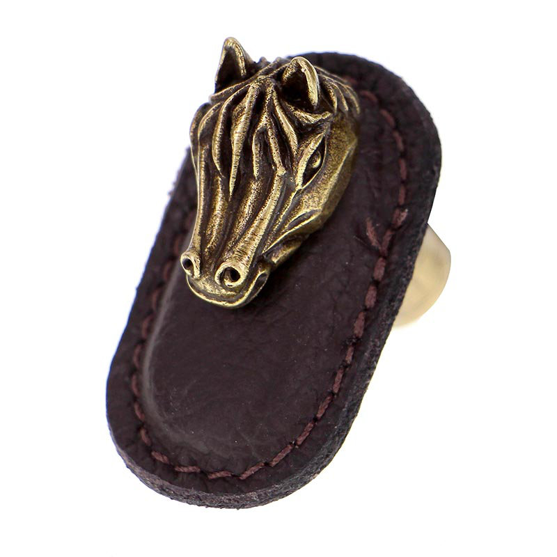 Equestre 1.75" Novelty Knob, Brown, Antique Brass
