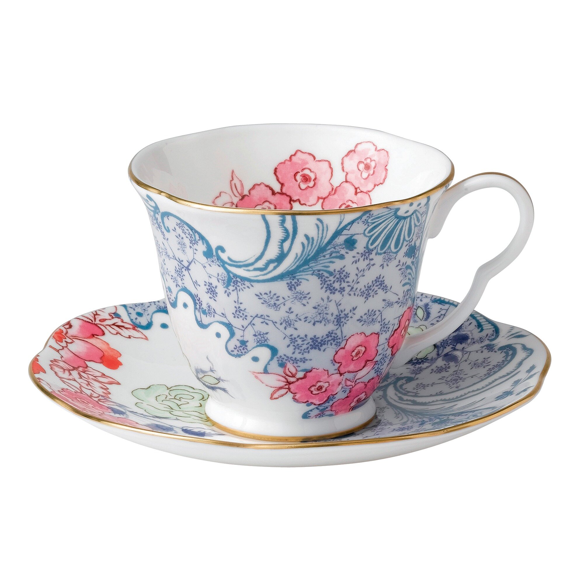 Butterfly Bloom Wedgwood Blue Peony Cup and Saucer